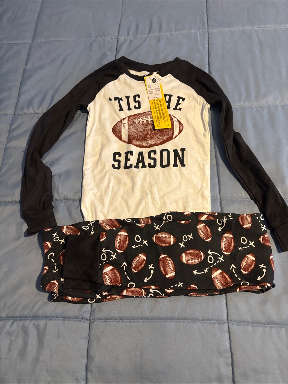 The Children's Place Black & White Football 'Tis The Season Pajama Set